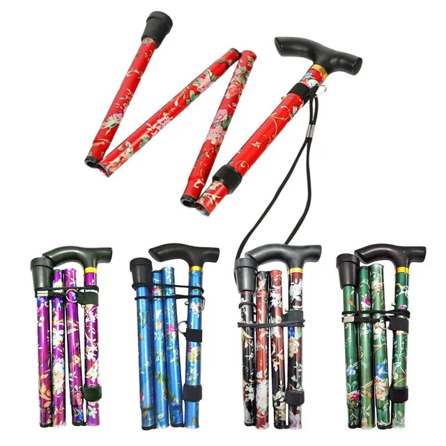 Folding aluminium walking stick for seniors