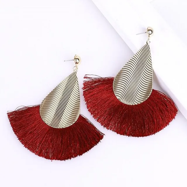 Women's hanger earrings with tassel G580