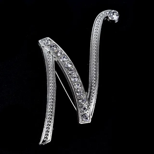 Luxurious women's brooch clip with English letter A-Z made of crystals and rhinestones