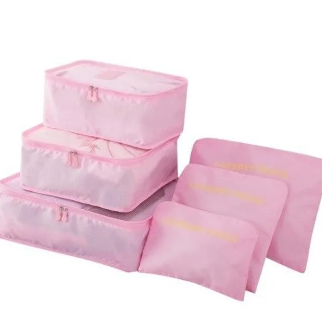 Travel suitcase organizers - 6 pcs pink cestovni-organizery-do-kufru-6-ks-ruzova