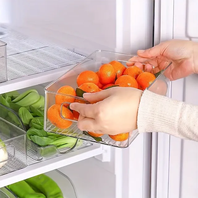 Transparent storage box made of plastic for cosmetics, fruit, vegetables and small things - table organizer