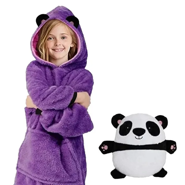 Kids Hoodie Fluffy Pocket Oversized Hoodie Pajamas