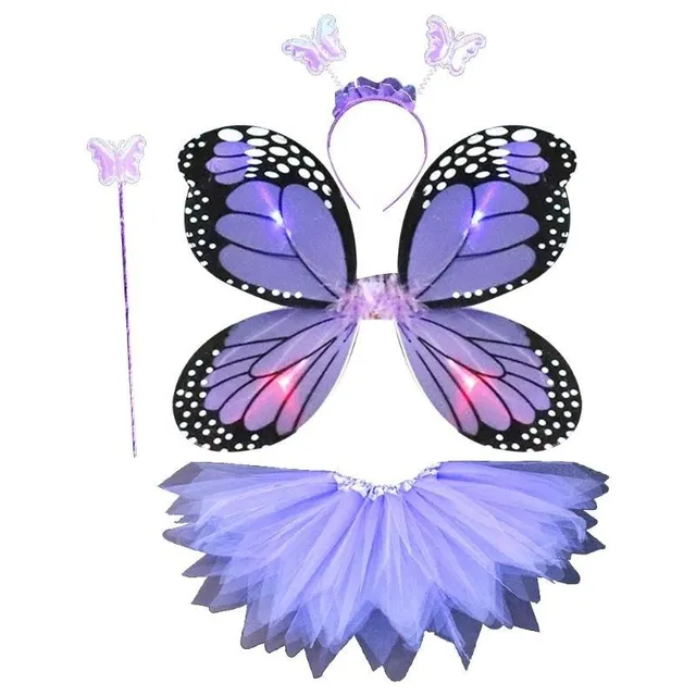 Children's glowing butterfly wing costume with skirt