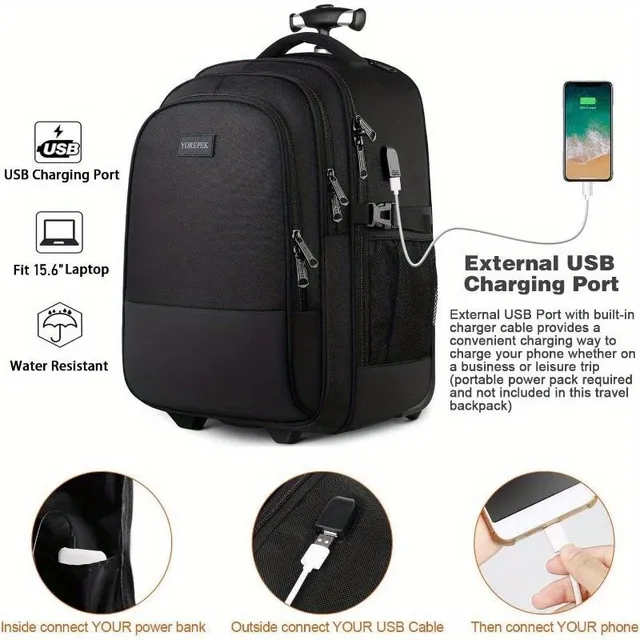 Multifunkční cestovní batoh s kolečky - 1 ks, velký a praktický pro muže i ženy