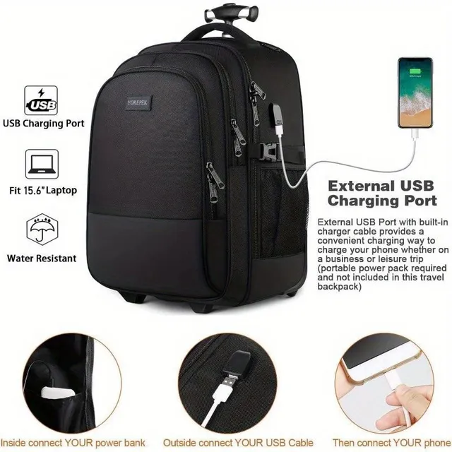 Multifunctional travel bag with wheels - 1 piece, big and practical for men and women