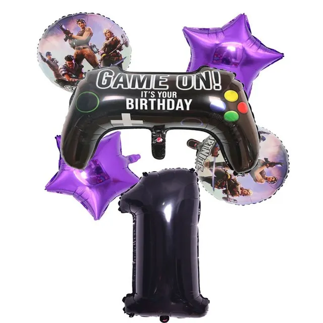 Stylowa dekoracja urodzinowa z motywem ulubionych gier Fortnite 6pcs A set 11