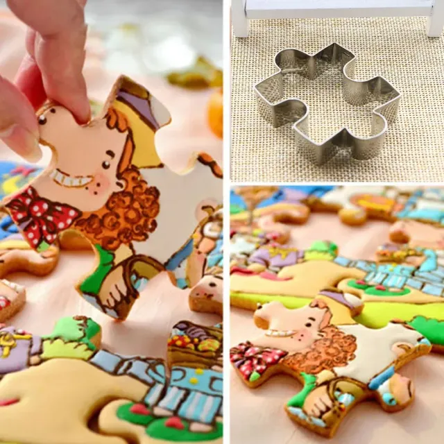 Formă de decupat biscuiți în formă de puzzle din oțel inoxidabil
