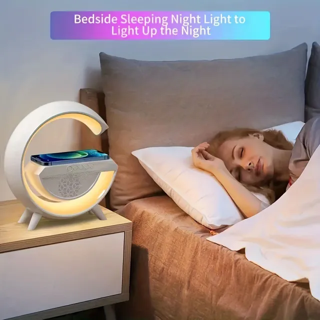 Bezdrátový reproduktor, LED noční světlo a nabíječka v jednom, ideální pro domácnost, kancelář, studentský pokoj - perfektní dárek