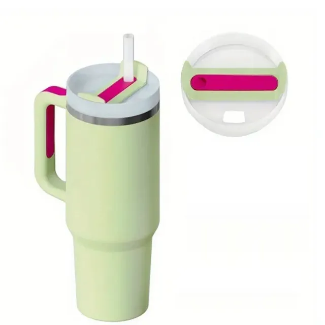 Stainless steel portable thermo mug with straw in different colours