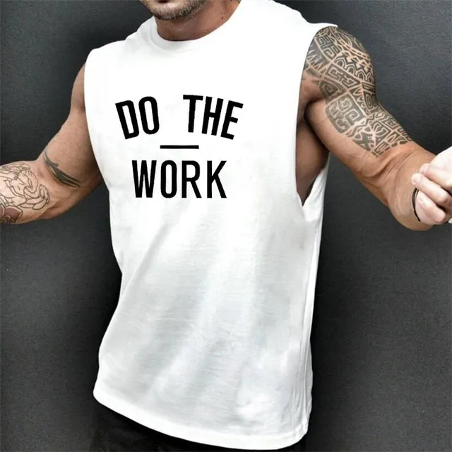 Pánské tričko bez rukávů s potiskem - DO THE WORK