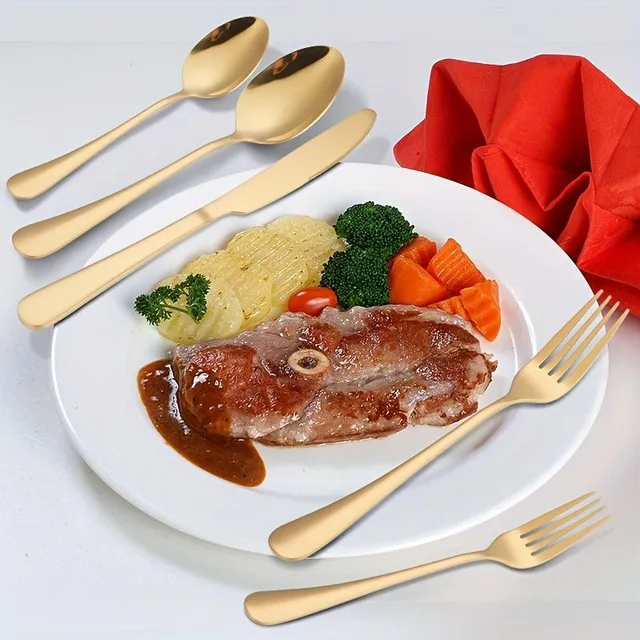 20-piece set of black cutlery, stainless steel, satin finish, suitable for dishwasher