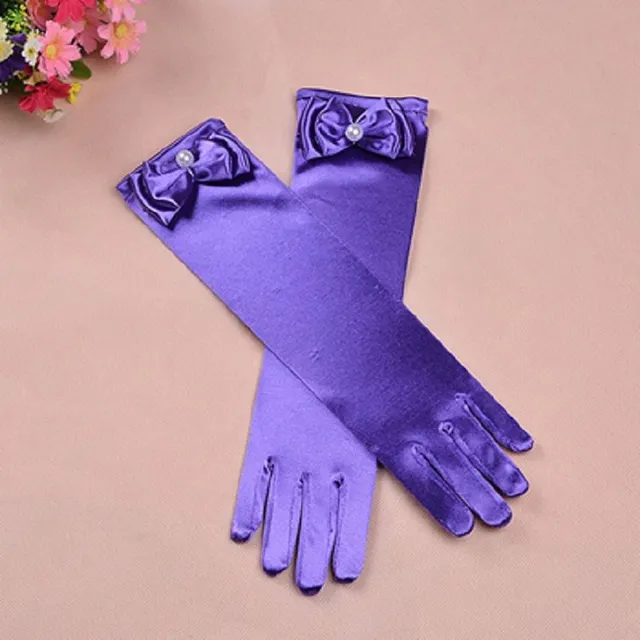 Detské saténové rukavice dlhé
