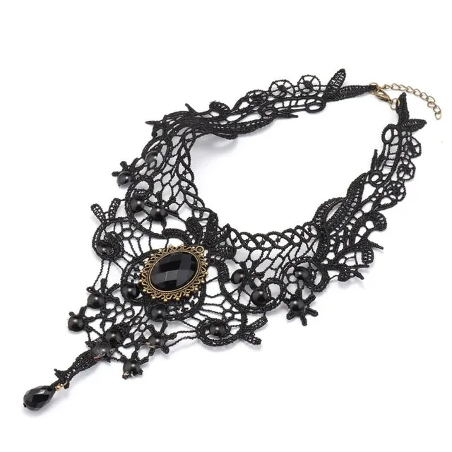 Vintage Ladies Lace Necklace (Black)