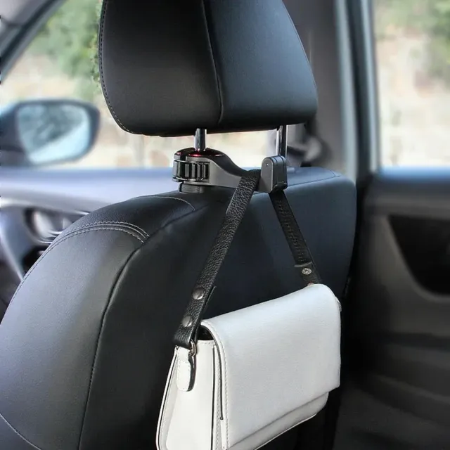 Car headrest hooks with 360 rotation