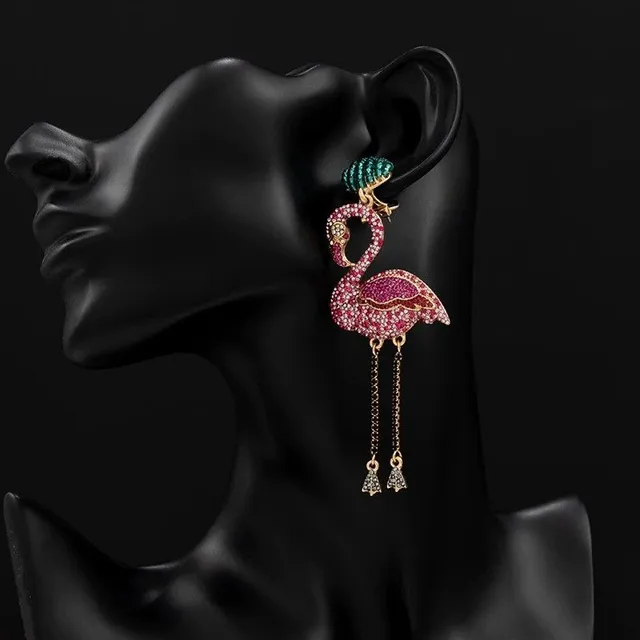 Women's hanger earrings flamingos