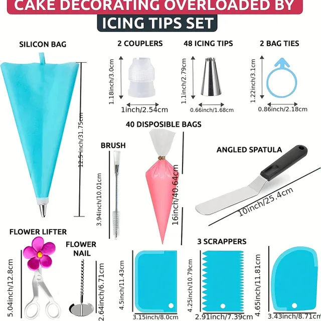 413-piece cake decorating set - rotating stand, decorating tips, baking tools