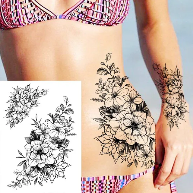 Tatuaj temporar sexy cu motive florale pentru femei