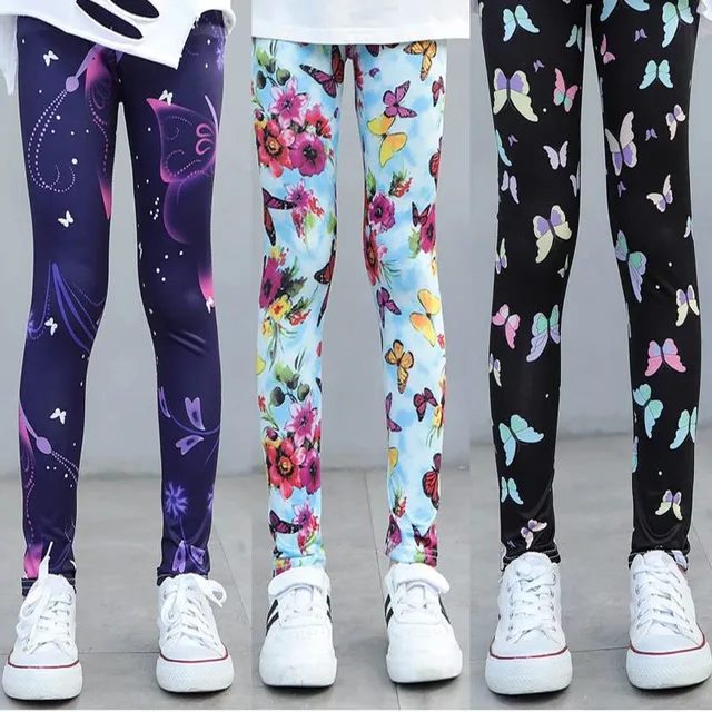 Girl spring leggings with thematic printing - Flower