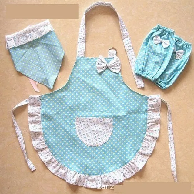 Children's kitchen set - apron, hat and mittens