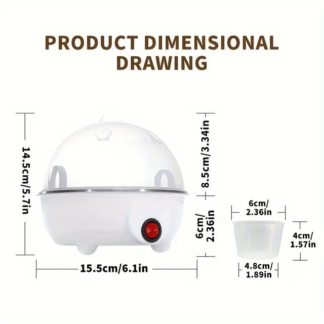 1 buc. Plită Multifuncțională pentru Ouă și Aburit, cu Oprire Automată și Protecție împotriva Penei de Curent