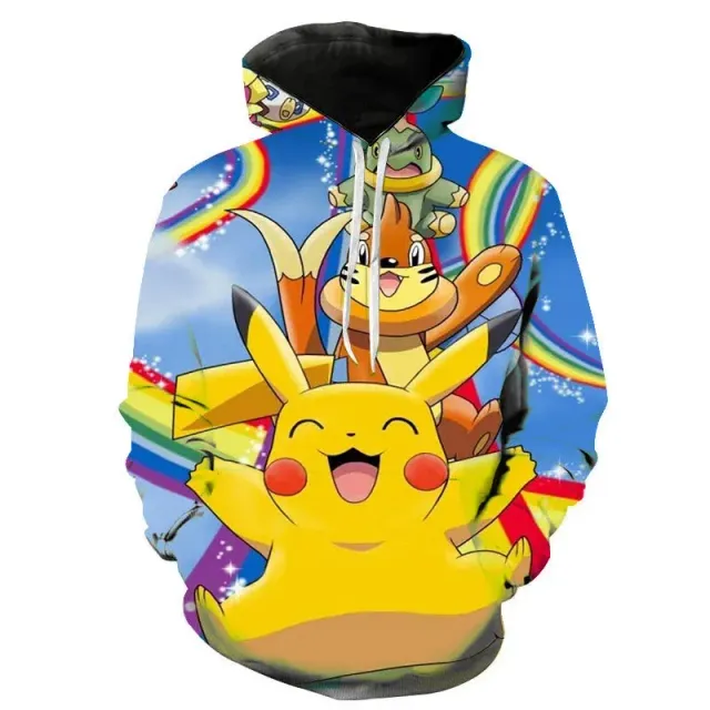 Sweat à capuche unisexe élégant avec imprimé kangourou et Pokémon Pikachu