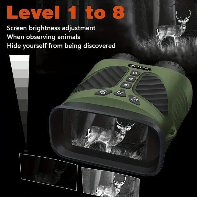 High resolution binoculars 2.5K, 40MPix, 10x optical and 8x digital zoom, night vision up to 300m - for hunting and camping