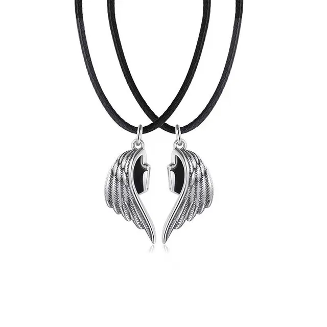 Necklace for couples with angel and devil wings