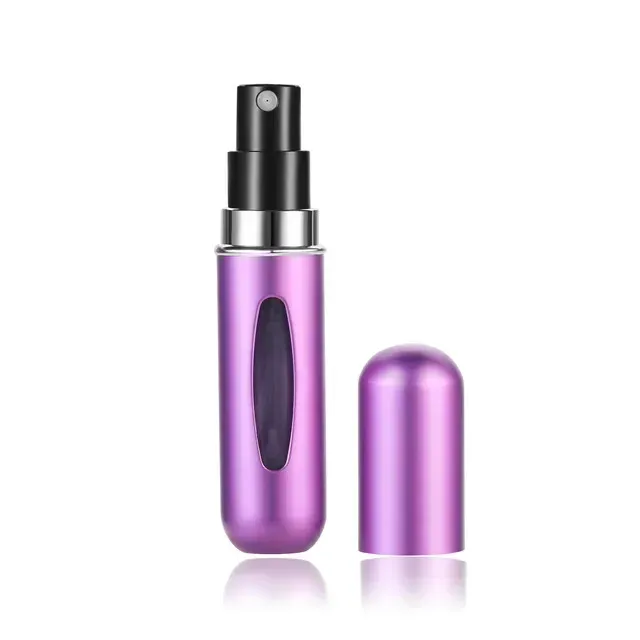 Practical portable mini bottle for perfume - indicator of quantity inside, more color variants