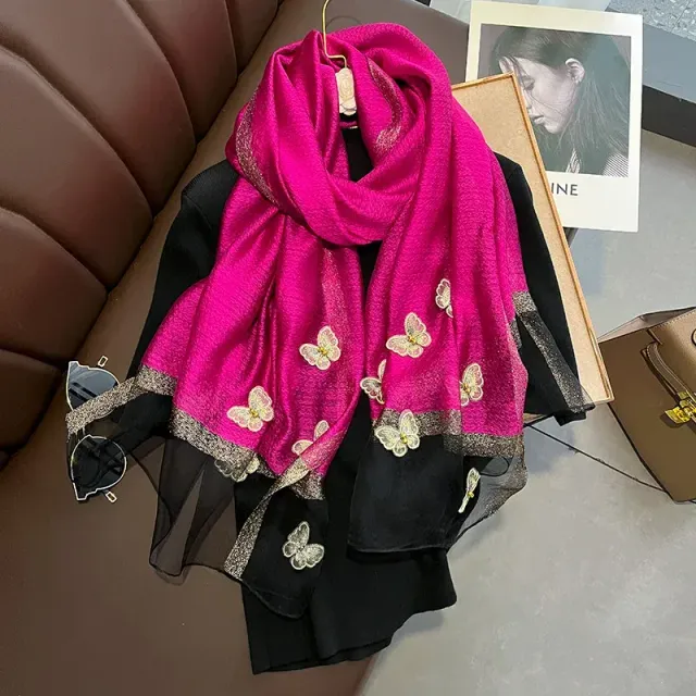 Luxusní jednobarevný měkký vlněný šátek z morušového hedvábí pro ženy