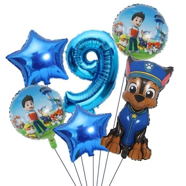 Balony urodzinowe z numerem Tlapková Patrola