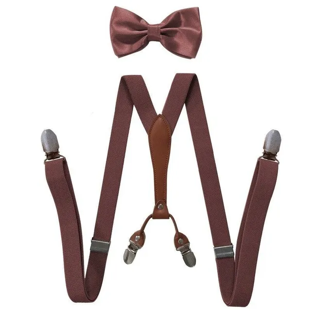 Men's suspenders with bow tie yellow Aspen hneda