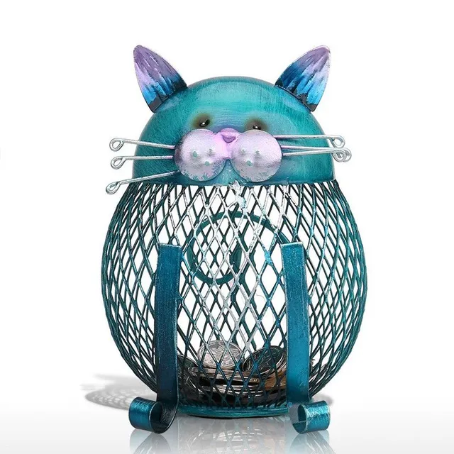 Designová pokladnička s motivem kočičky Marlet - modrá