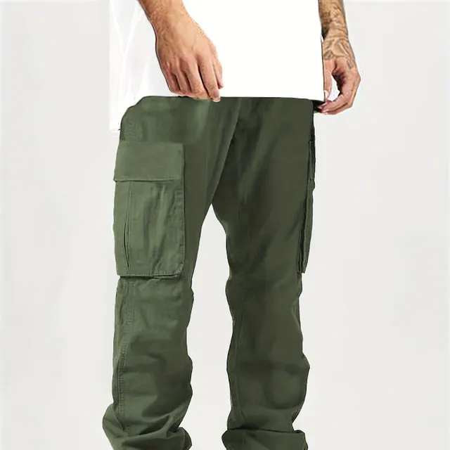 Men's cargo pants made of cotton, comfortable cut, straight pants, multifunctional pockets, ideal for outdoors and free