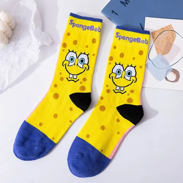 Unisex dlhé dizajnové ponožky s potlačou SpongeBob a priatelia