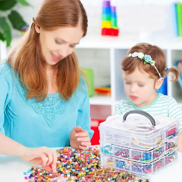 1pc 3-Tier 18-Grid Transparent Adjustable Foldable Plastic Storage Box for Organization Toys, Jewels &amp; Accessories