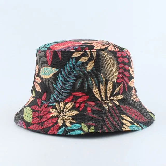 Stylový oboustranný klobouk- více barev colorful-leaf