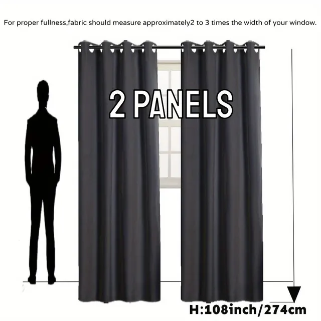 2pc Darkening Insulated Hinges Upper Hinges With Passage For Bedroom Living Room Dining Room Home Decoration