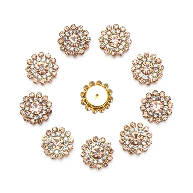 Kryształowe przyciski w kształcie kwiatu - ustawione 10 szt