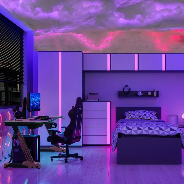 Bleskové mračno 3D LED světlo, kreativní noční světlo s RGB barvami a dálkovým ovládáním
