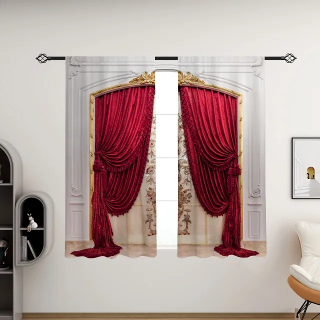 Set de 2 draperii moderne roșii în stil european