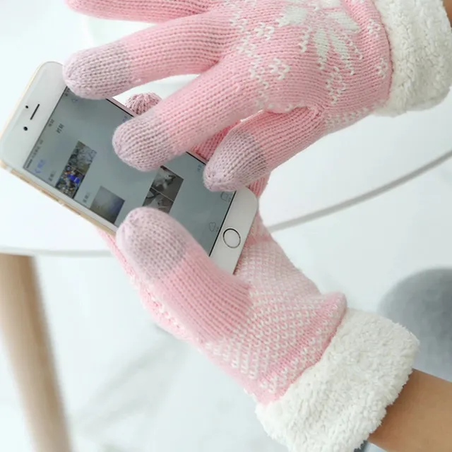 Ladies winter gloves with snowflake - 4 colours