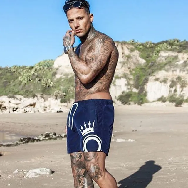Pánske športové plážové trendy plavecké šortky s potlačou