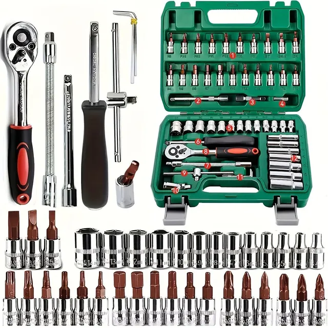 53-part Set of Nástčný Nástičých Klíčů, Set of Nástčný Klíčů SAE and Metric Hexagon Bits, Set of Ráčnových Klíčů With Drawers S2 A CR-V, Sets of Mechanical Tools for Automatic Repairs