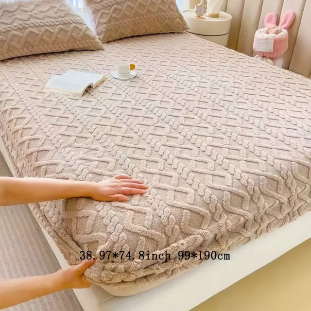 1 buc. Protecție saltea din flanelă monocromatică, lenjerie de pat moale și confortabilă cu buzunar adânc, potrivită pentru dormitor, camere de oaspeți, fără față de pernă personalizată