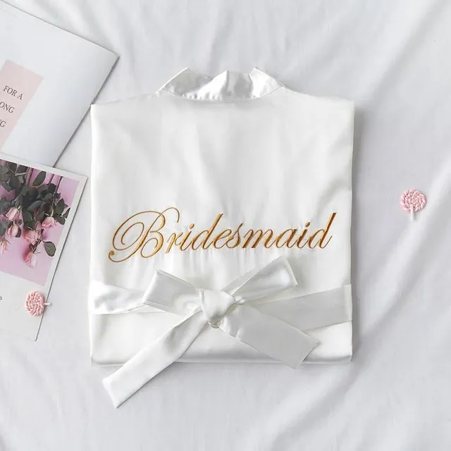 Simple satin robe with Bride and Bridesmaid inscriptions