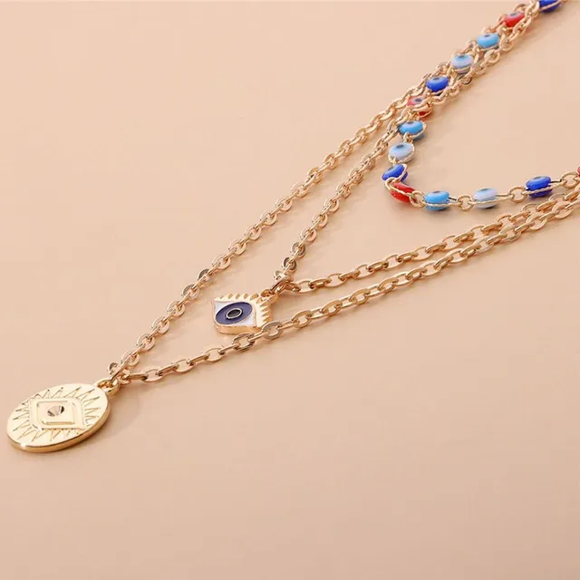 Fashionful multilayer necklace with eyes