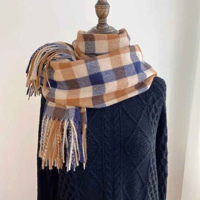 Female scarf for winter with plaid pattern and British style