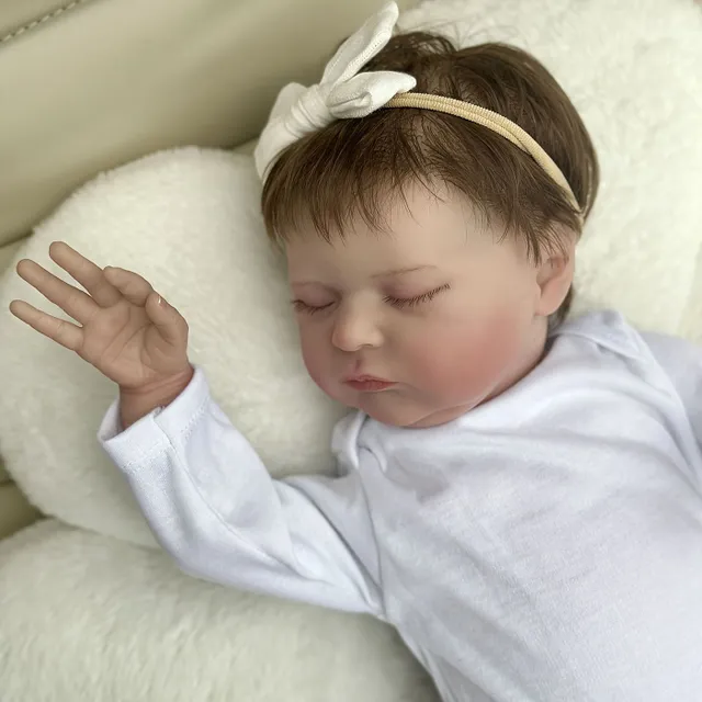 Spiaca silikónová Laura - Reborn Baby, 50cm, Realistická koža