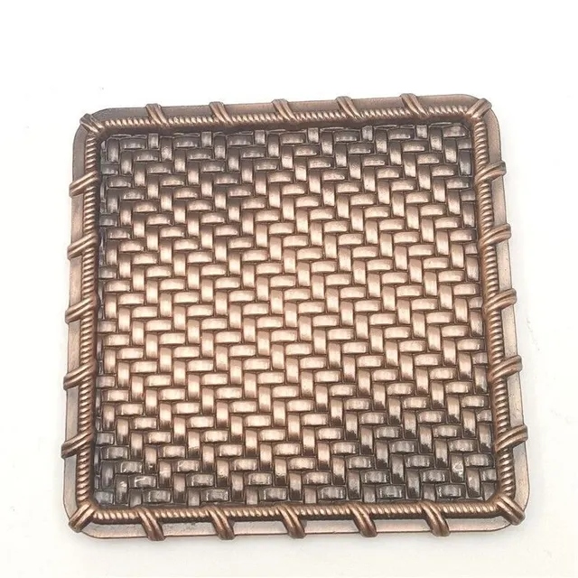 Copper coaster with knitted pattern