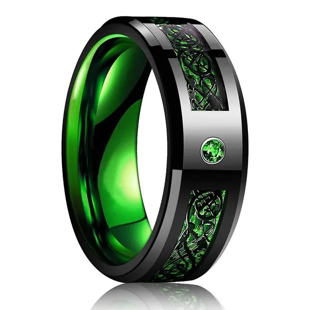 Pánsky módny keltský wolfrámový prsteň s drakom